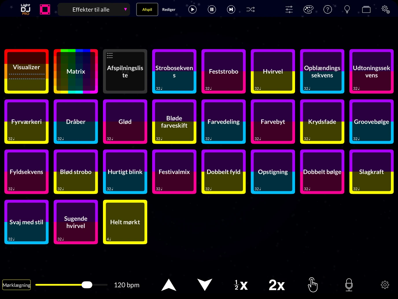 Light DJ iPad interface